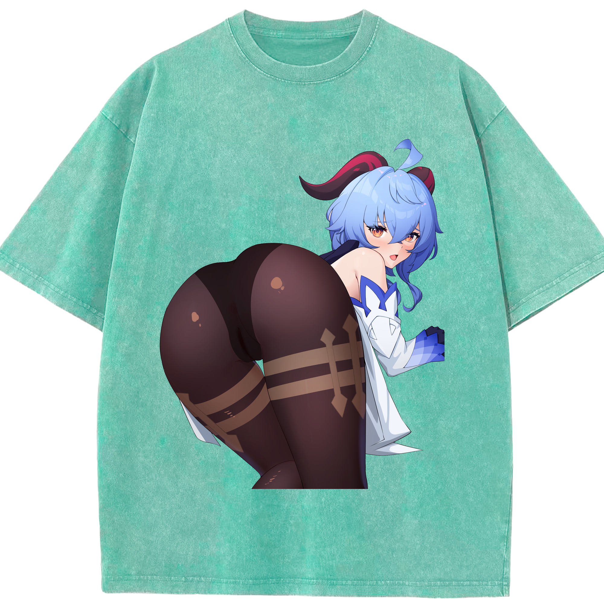 げんし神 甘雨 かんう genshin Ganyu 綿100% ヴィンテージ風 半袖Tシャツ（フロントプリント）